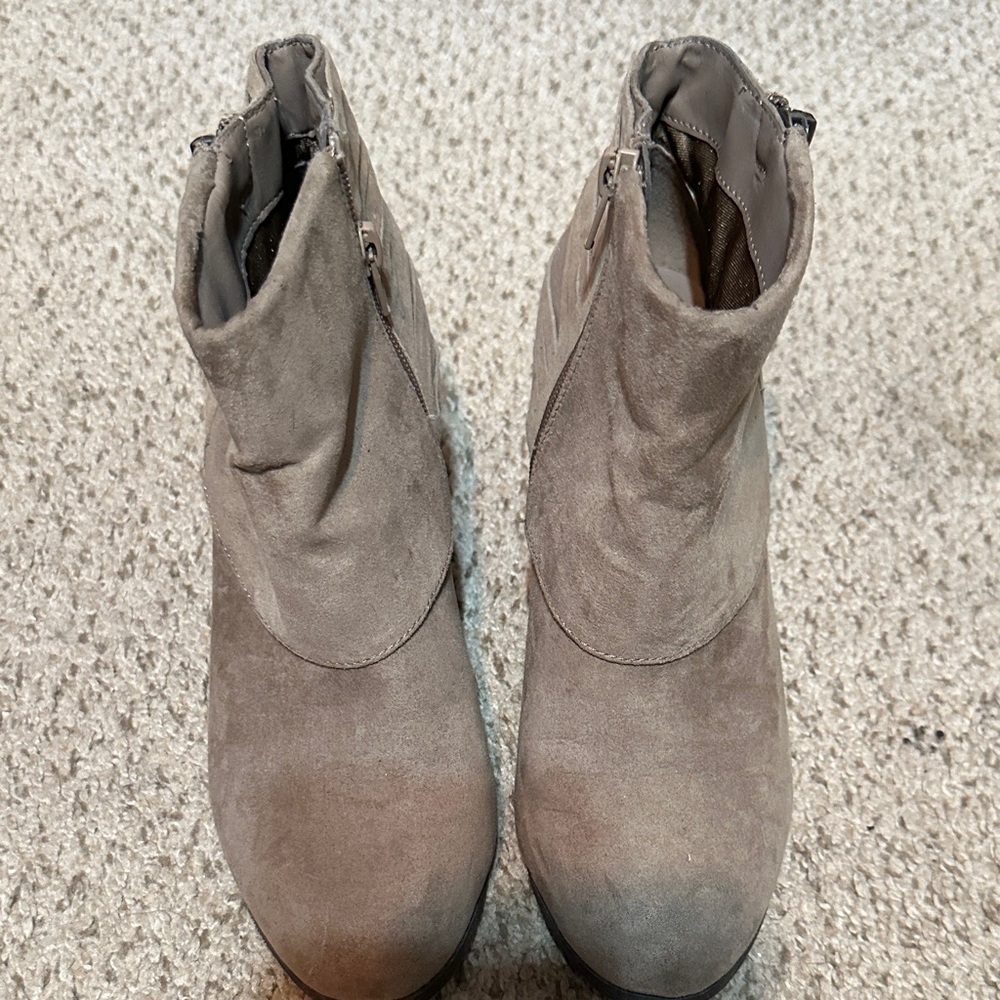 Madden Girl Women's Suede Ankle Booties - Taupe tan color.